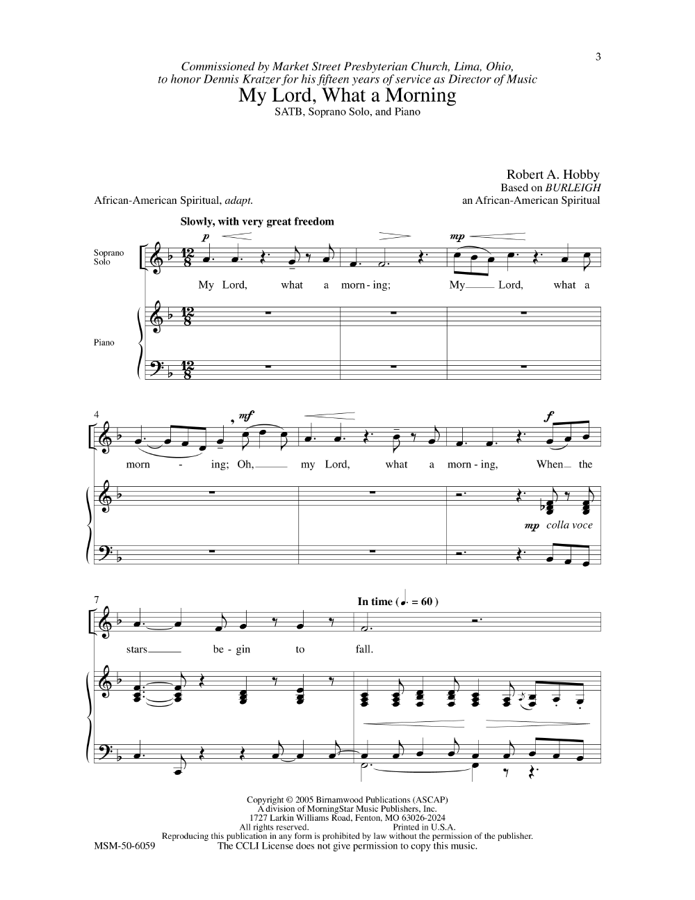 My Lord What a Morning (SATB ) by HOBBY, R| J.W. Pepper Sheet Music