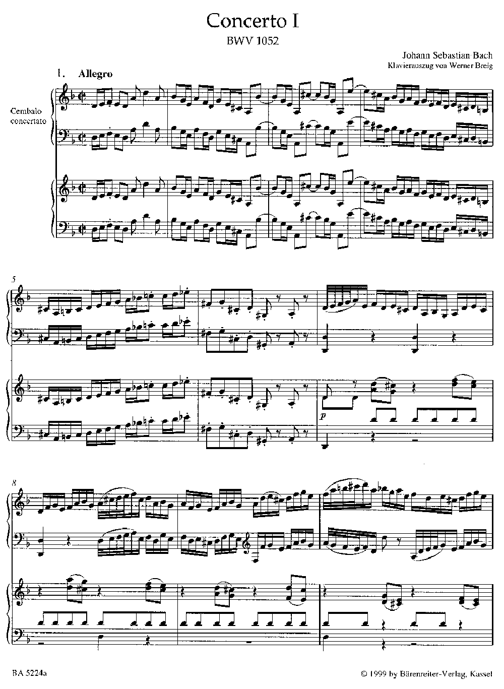 Concerto No. 1 in D minor, BWV 1052 (2 Pianos, 4 | J.W. Pepper Sheet Music